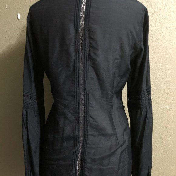 Unique Black Long sleeve tunic blouse lace insets - Picture 7 of 10